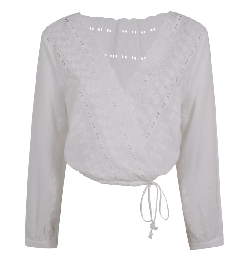 Kendall + Kylie Embroidered Wrap Front Top