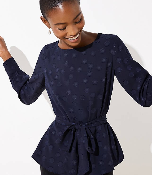 Floral Textured Tie Waist Top