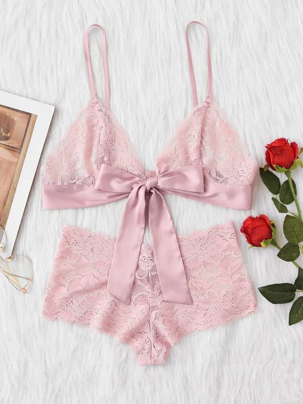 Bella Scalloped Lace Silk Bralette - Baby Pink by Miguelina