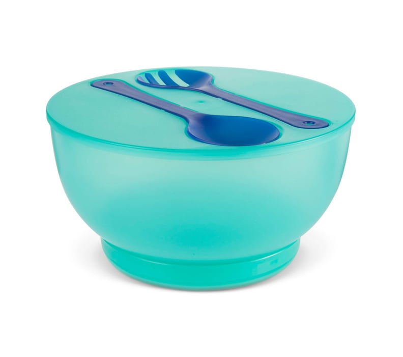 Round Plastic Serving Bowl Set with Lid and Utensils