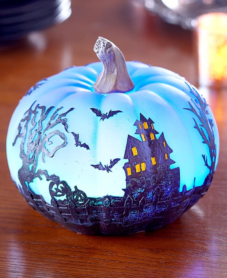 Lakeside Collection Color-Changing Halloween Pumpkin With Haunted House