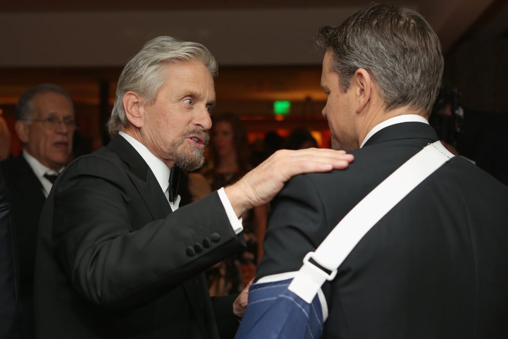 Michael Douglas and Matt Damon had a chat inside.