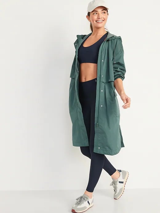 Old Navy Oversized Water-Resistant Hooded Coat in Terrestrial Green