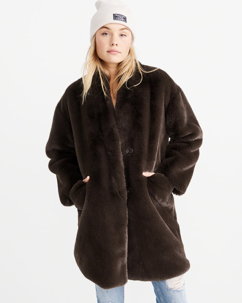 faux fur coat abercrombie