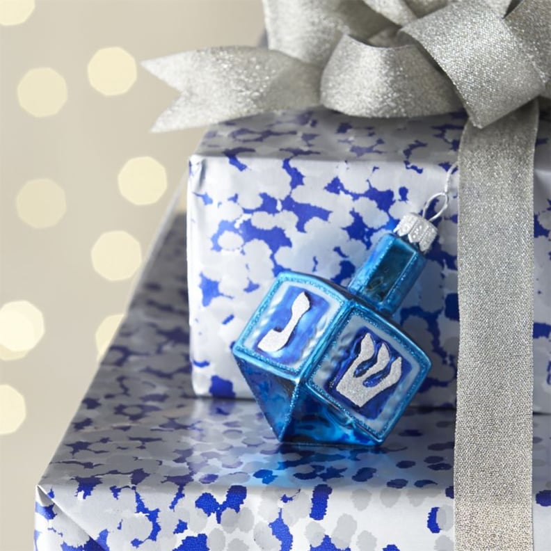 Glass Blue Dreidel Ornament