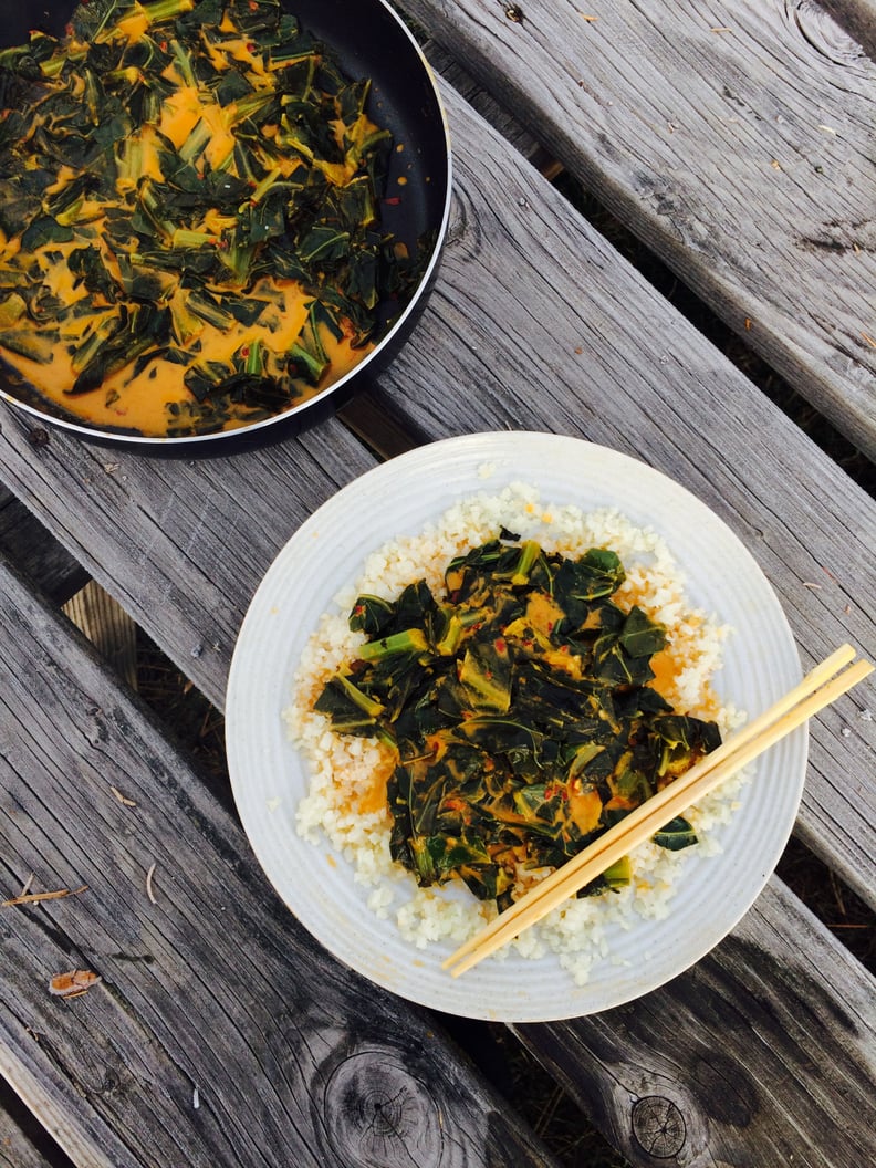 Thai Curry Collard Greens and Riced Cauliflower