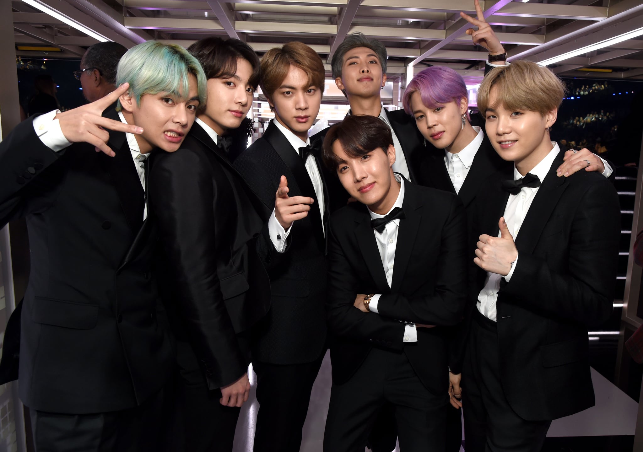 LOS ANGELES, CA - FEBRUARY 10:  BTS backstage during the 61st Annual GRAMMY Awards at Staples Centre on February 10, 2019 in Los Angeles, California.  (Photo by Michael Kovac/Getty Images for The Recording Academy)