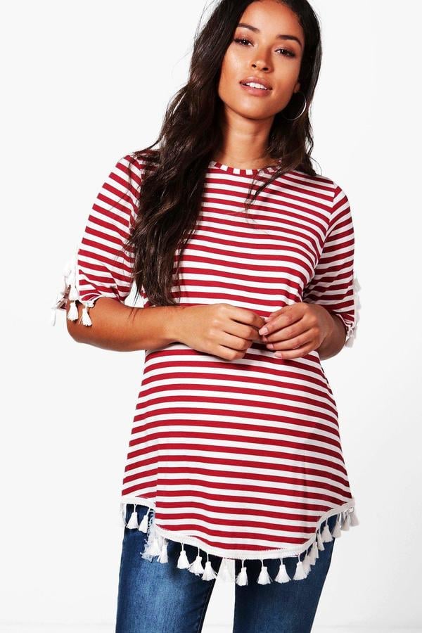 Boohoo Maternity Ellie Stripe Tassel T-Shirt