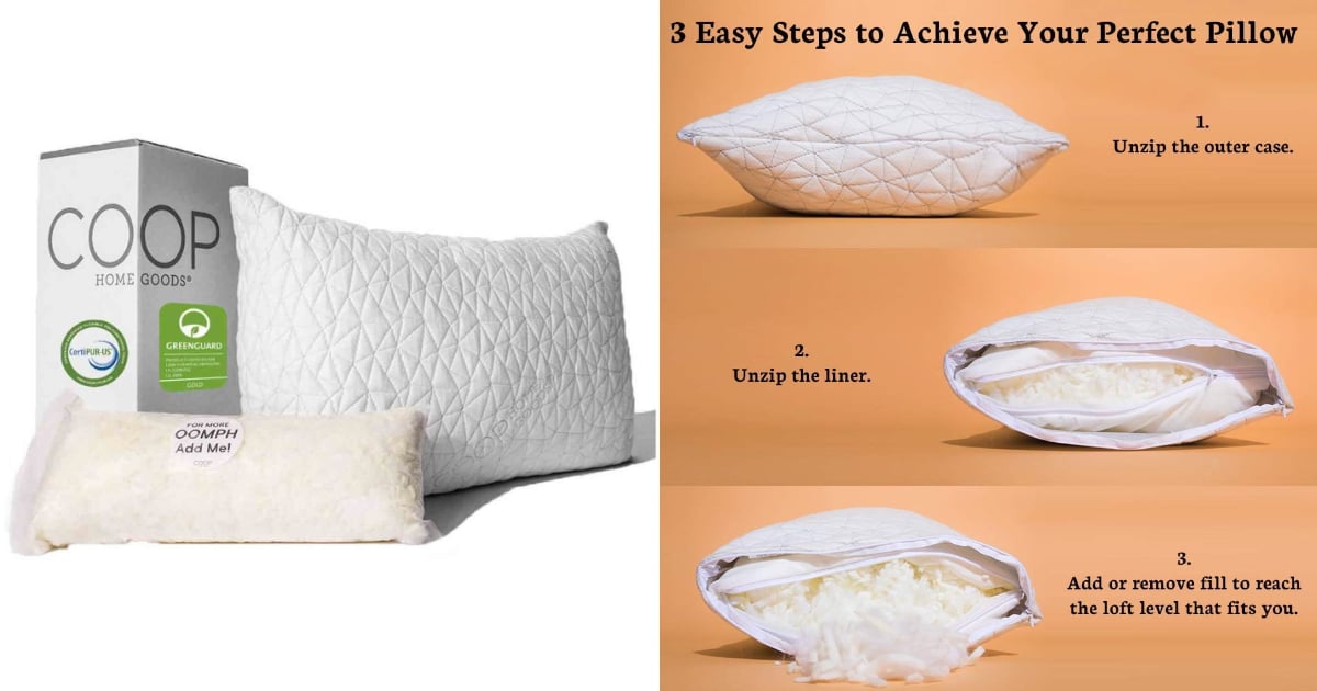 Coop home goods premium top adjustable memory foam pillow