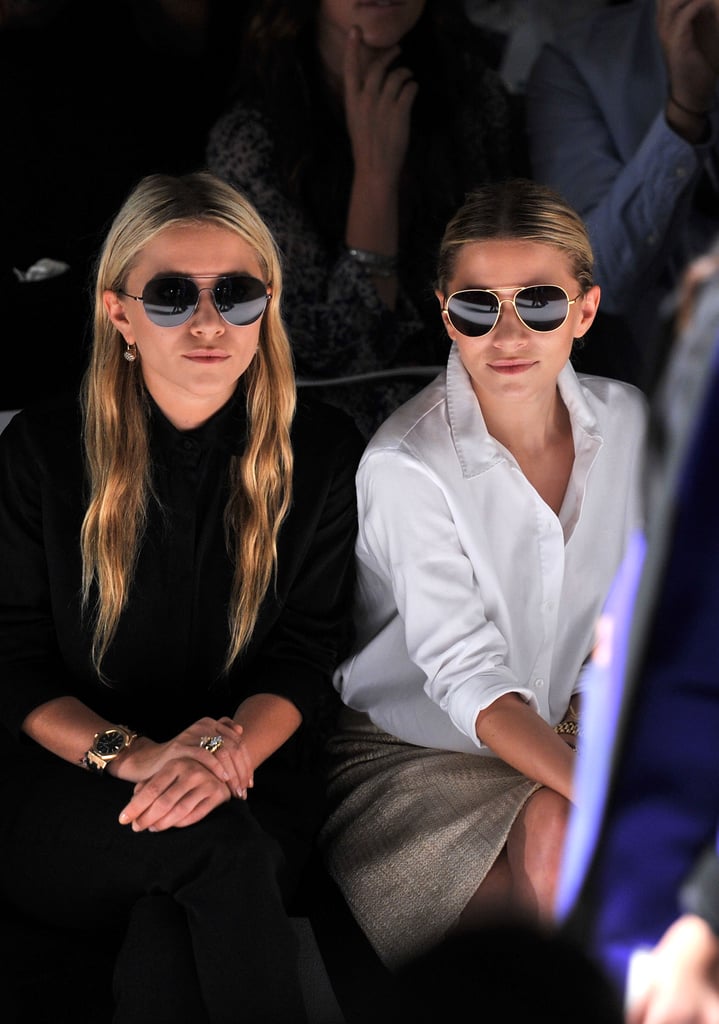The ladies sat front row in matching shades at the J.Mendel Spring 2012 show in NYC.