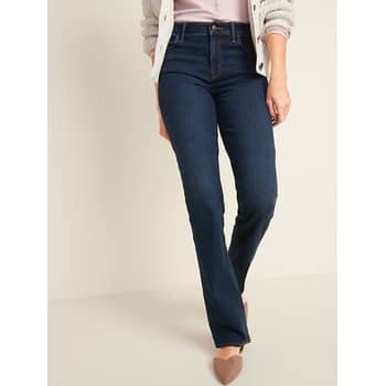 Old Navy + Mid-Rise Dark-Wash Kicker Boot-Cut Jeans