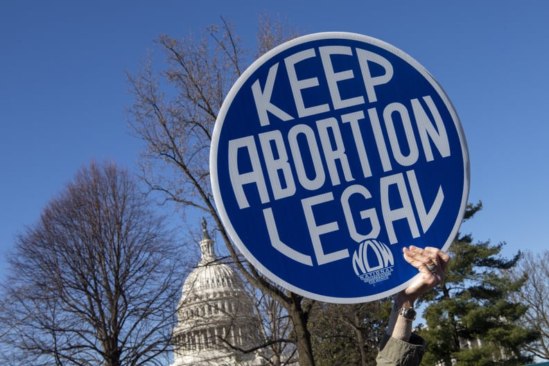 UNITED STATES - MARCH 4: Pro-choice abortion activists protest during a demonstration outside the Supreme Court in Washington on March 4, 2020, as the Court hears oral arguments regarding a Louisiana law about abortion access on Wednesday, March 4, 2020. 