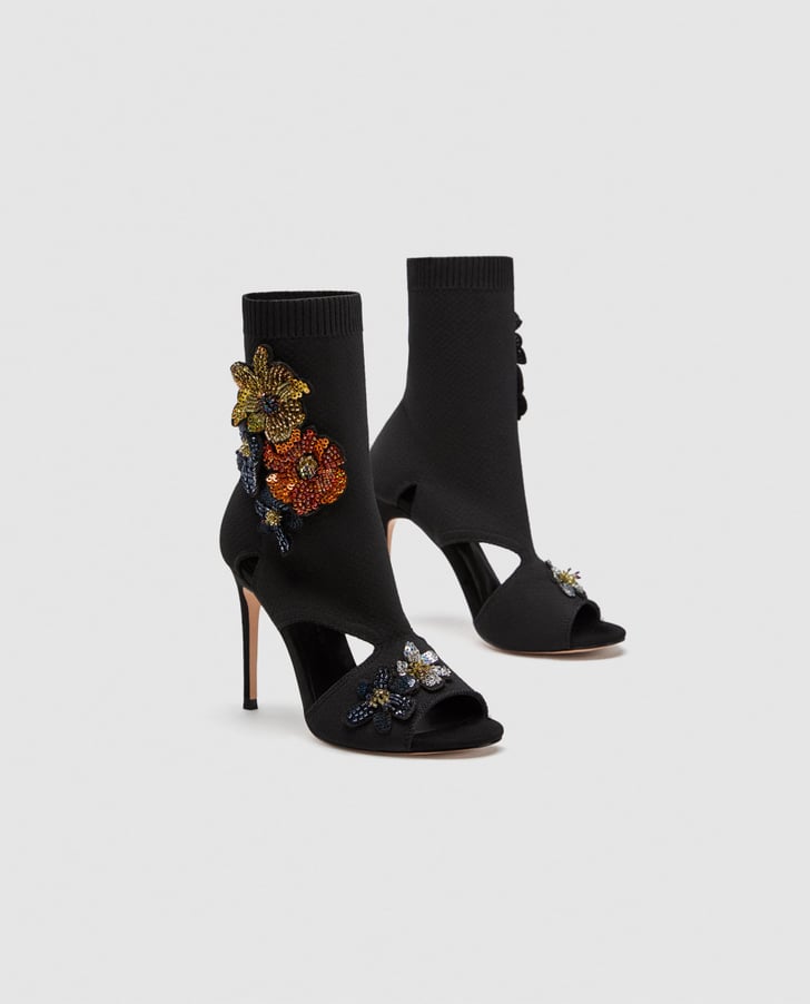 Zara High Heel Sock Sandals With Floral | Spring Shoe Trends 2018 ...