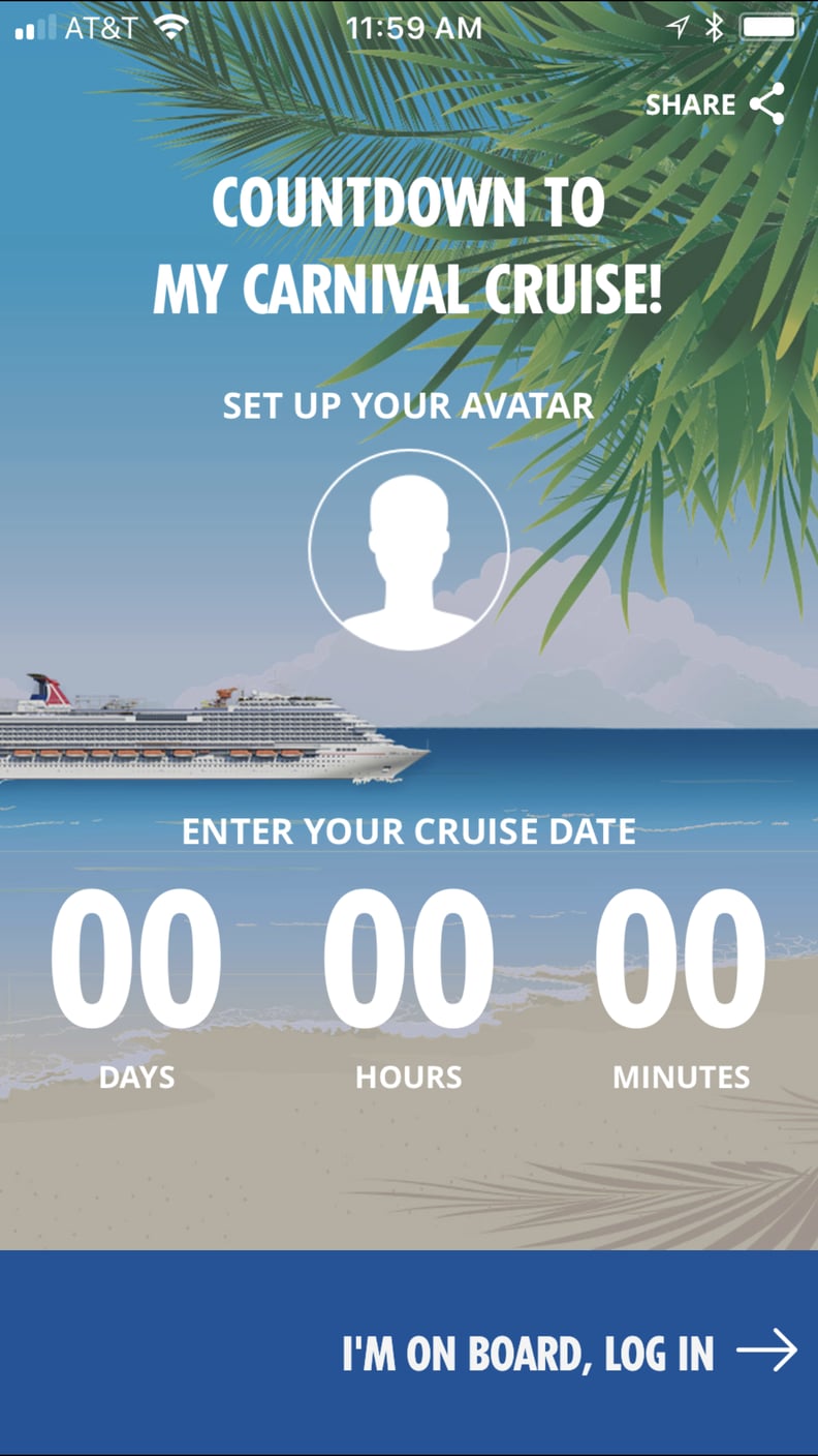 Download the Carnival Hub app before the ship sets sail.