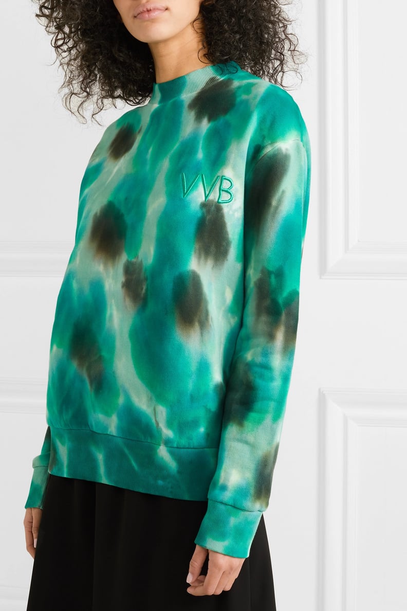 Victoria, Victoria Beckham Oversized embroidered tie-dyed cotton-fleece sweatshirt