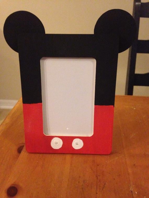 Hand-Painted Mickey Mouse Inspired Wooden Picture Frame