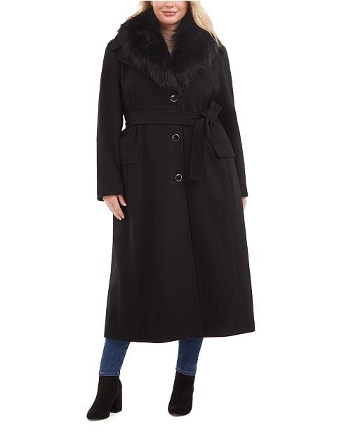 Calvin Klein Faux-Fur Collar Maxi Coat | The Best Clothes for Plus Size ...