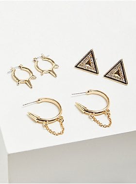 Geometric Huggie Earring Set