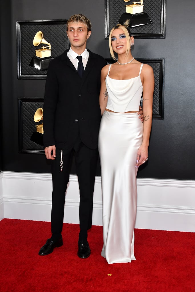 Dua Lipa's White Vivienne Westwood Slip Skirt at the Grammys