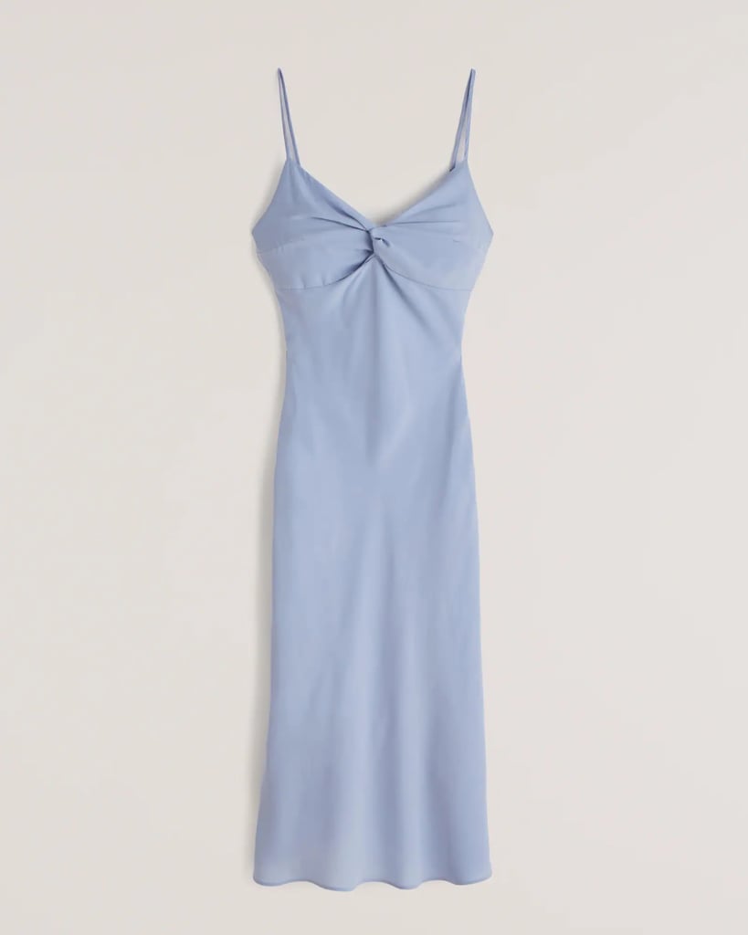 Abercrombie & Fitch Twist-Front Slip Midi Dress