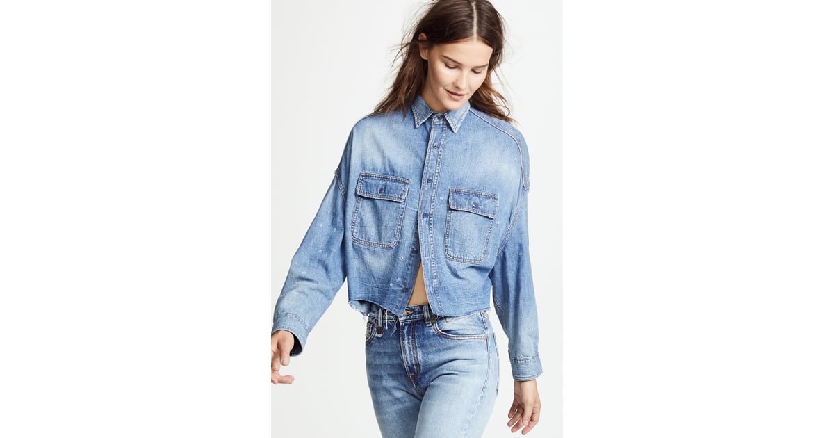 r13 cropped denim shirt