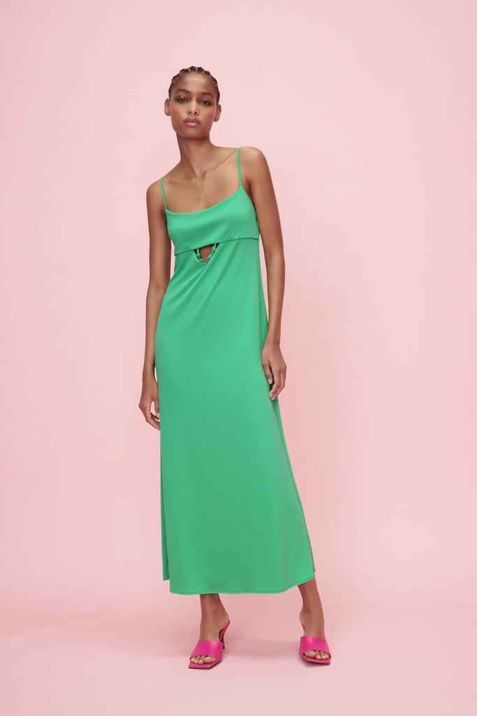 For a Pop of Green: Zara Cut Out Maxi Dress