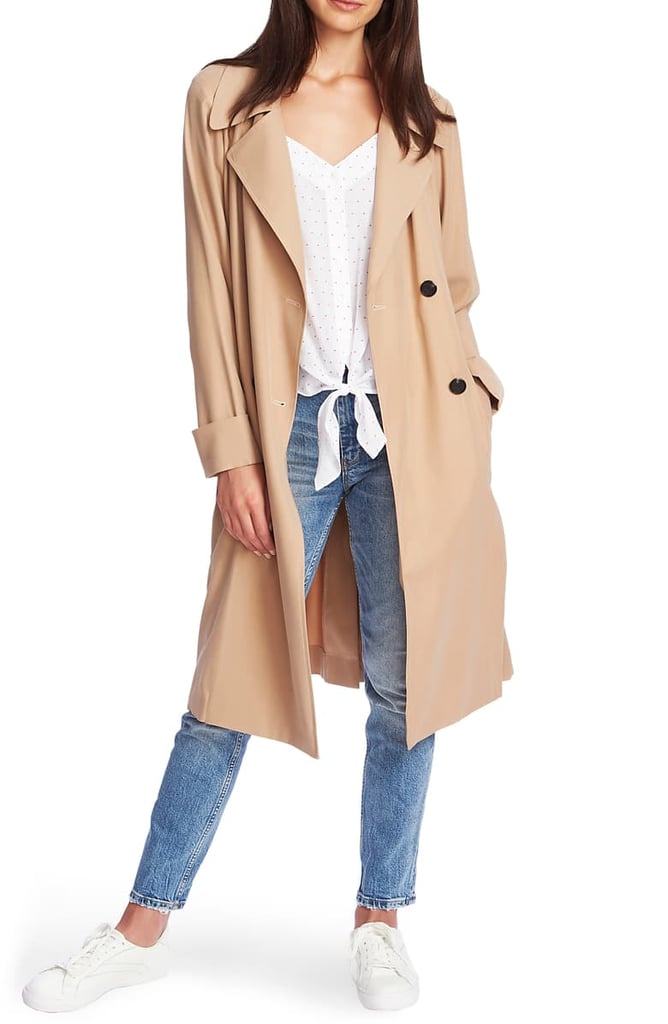 1.State Soft Twill Belted Trench Coat