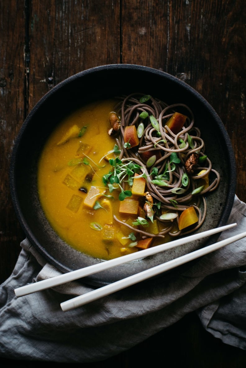 Turmeric-Miso Soup With Shiitakes, Turnips, and Soba