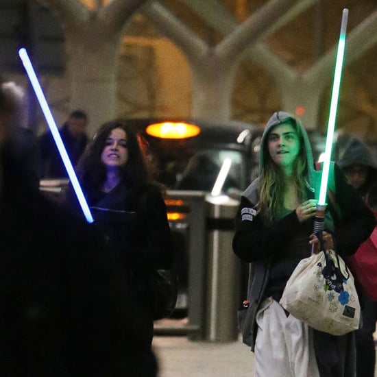 Cara Delevingne and Michelle Rodriguez With Lightsabers