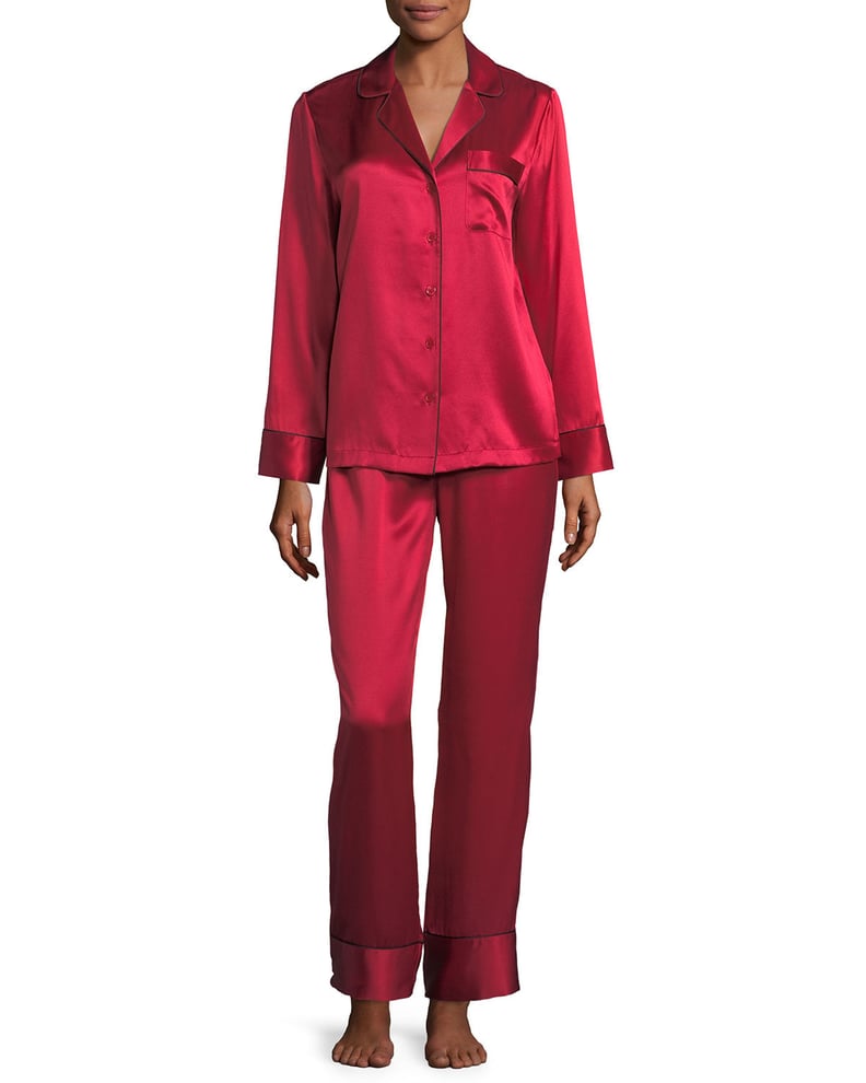 Victoria Beckham Wearing Red Silk Pajamas | POPSUGAR Fashion