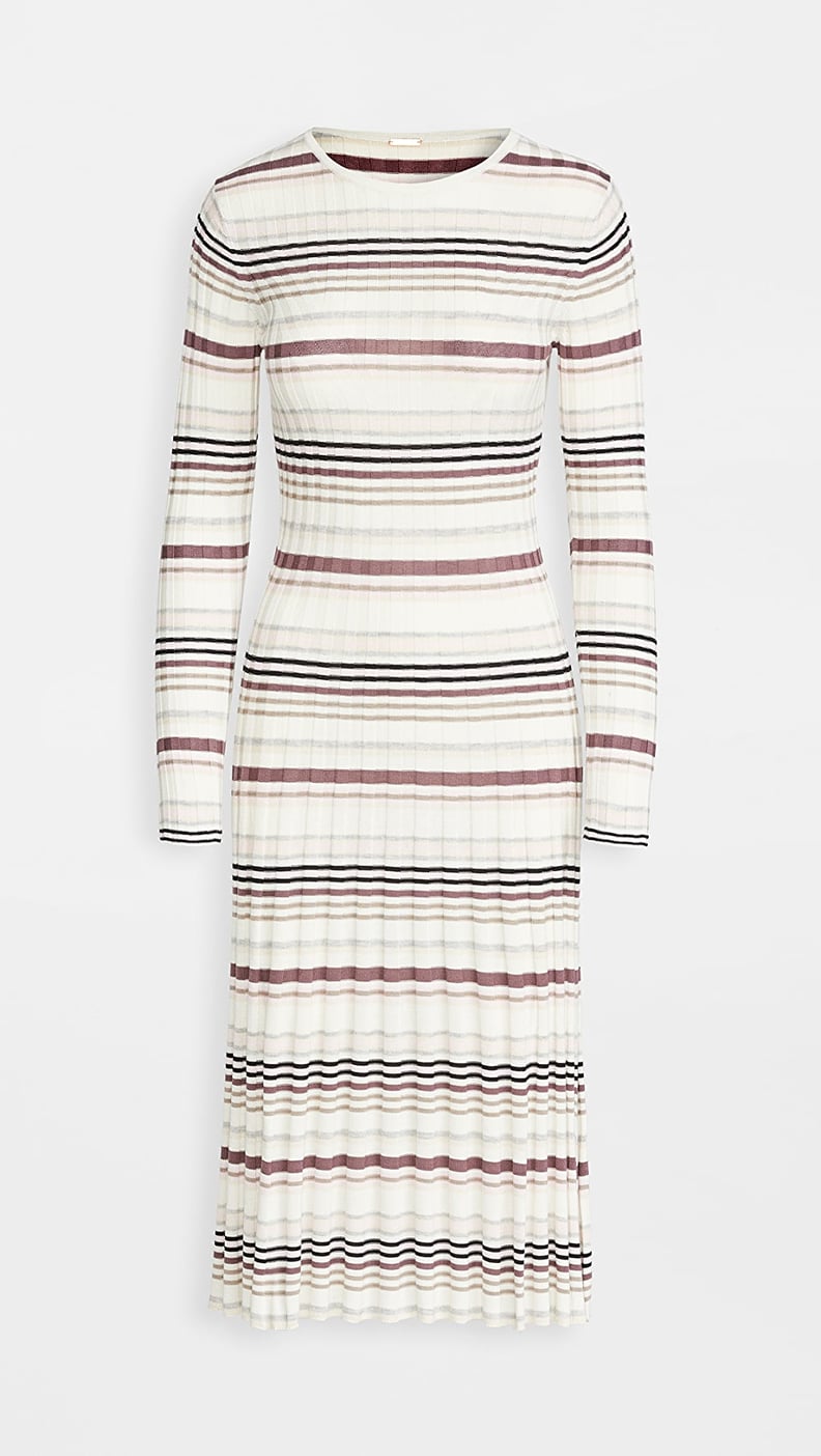 Adam Lippes Stripe Long Sleeve Fitted Dress
