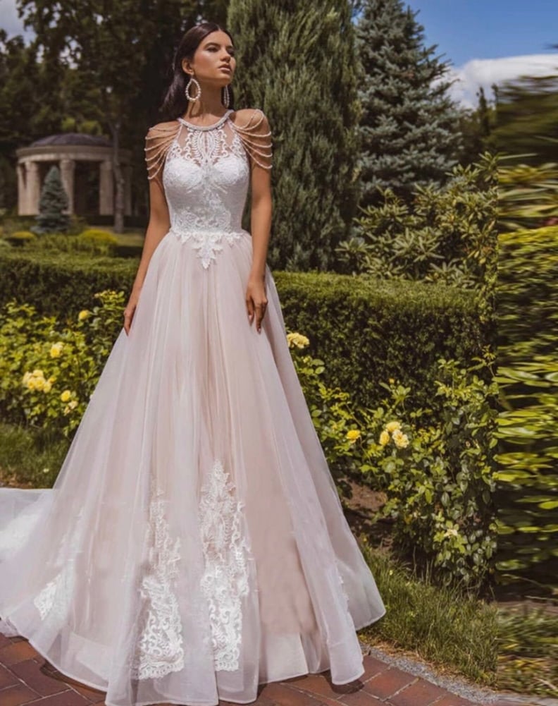 For a Visually Striking Look: Lace and Sequin Wedding Dress