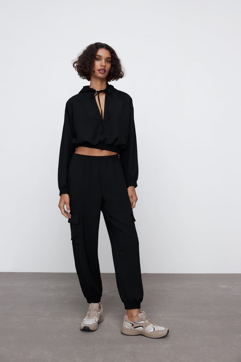 Zara Flowy Cropped Sweatshirt and Cargo Joggers