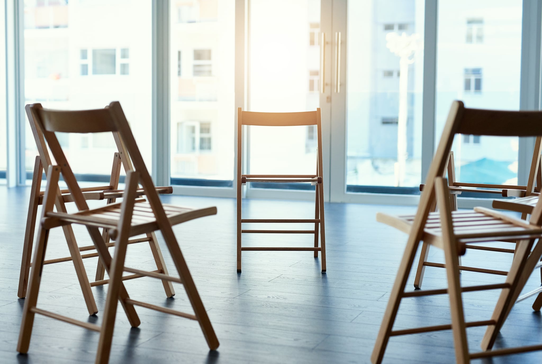 Shot of chairs in an empty room with no people inside