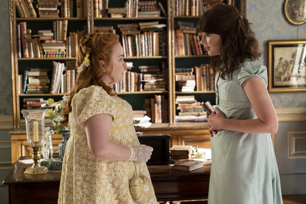 In episode seven, Penelope contrasts her friend Eloise in daisies from head to toe. As per usual, her hair clip reflects the same pattern on her dress and the adorable matching heart-shaped bag.