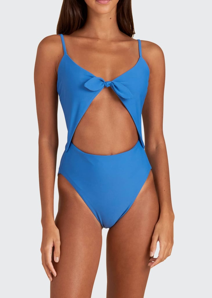 Veronica Beard Tie-Front Cutout One-Piece Swimsuit