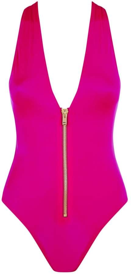 Oye Zipped Plunge Neck Swimsuit