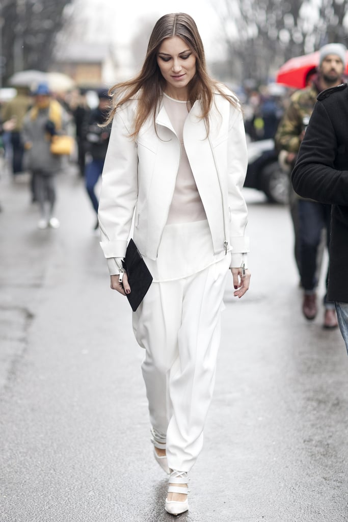 This white on white looks perfectly chic now — but makes us want to fast-forward to Spring.
This white on white looks perfectly chic now — but makes us want to fast-forward to Spring.