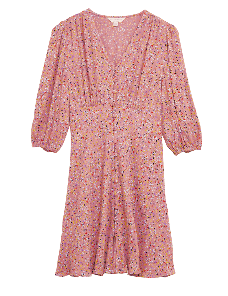 M&S X Ghost Floral V-Neck Button Through Mini Tea Dress