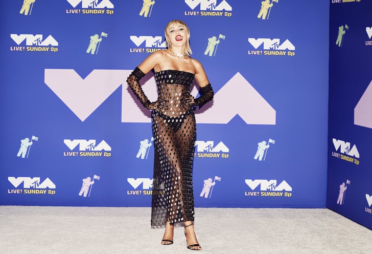 Miley Cyrus Black See-Through Dress at MTV VMAs 2020