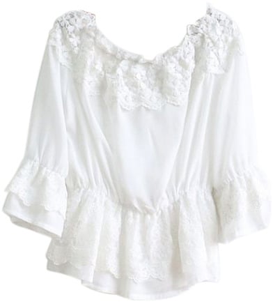 Romwe White Lace Off-the-Shoulder Top