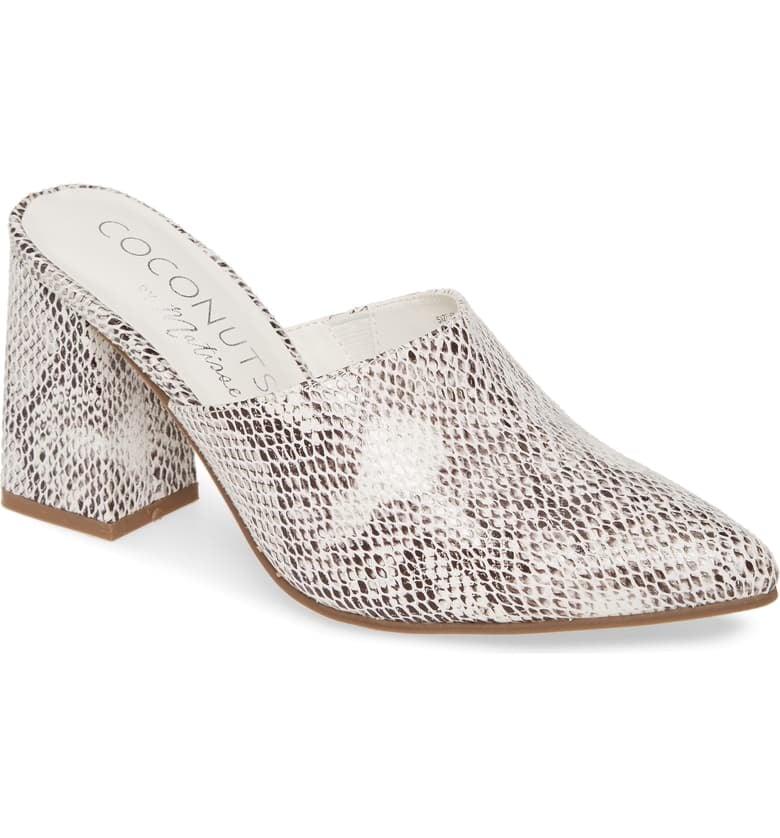 Coconuts by Matisse High Noon Snake Embossed Mules