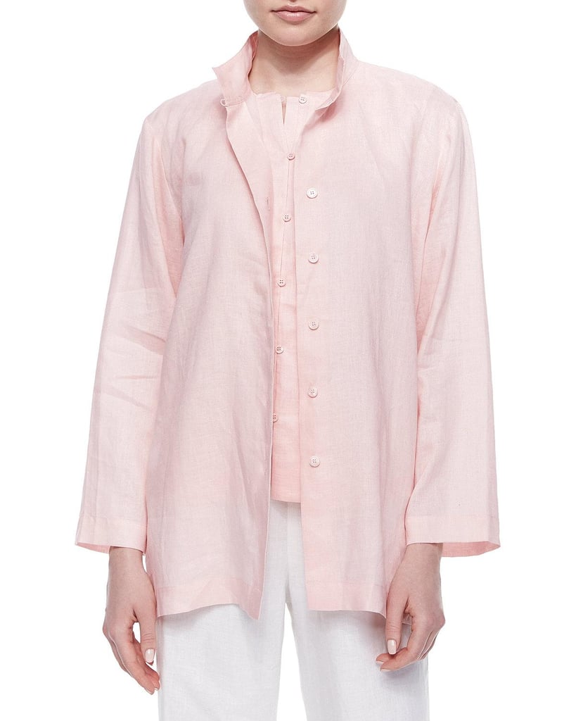 Go Silk Linen Button-Front Jacket