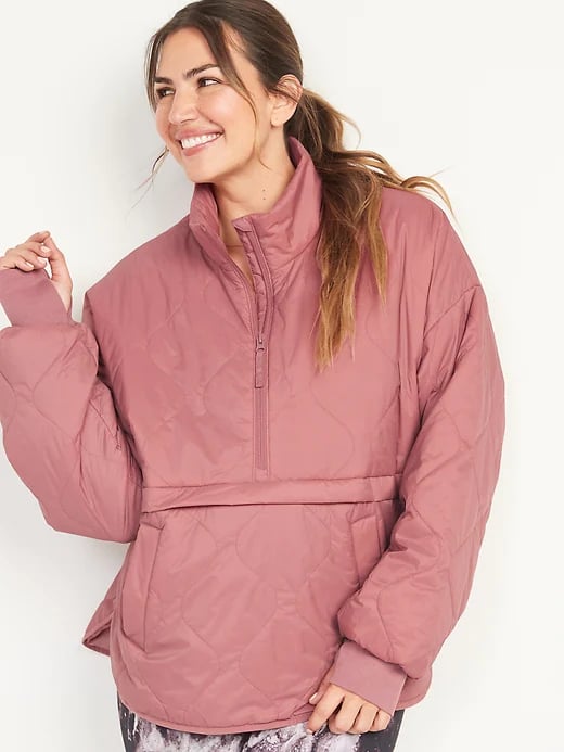 Half quilted jacket hot sale