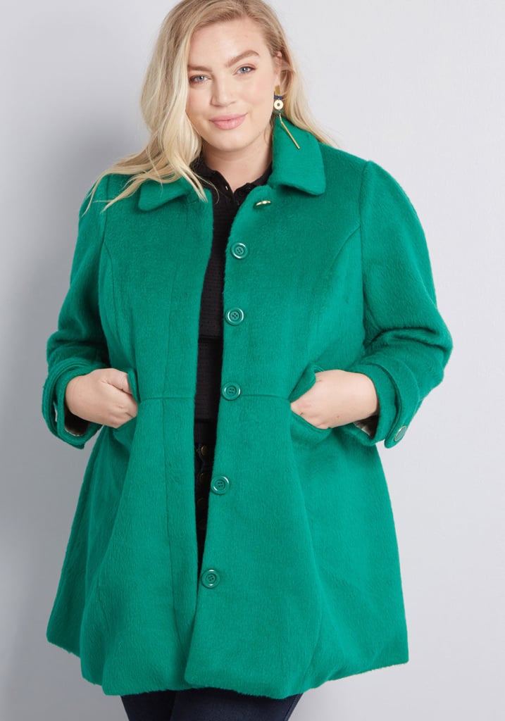 ModCloth Ladylike Lately Collared Coat in Green | Kendall Jenner Green ...