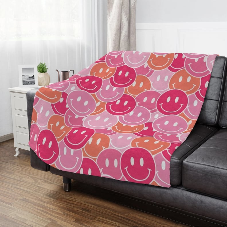 For Good Vibes: Retro Smile Plush Throw Blanket