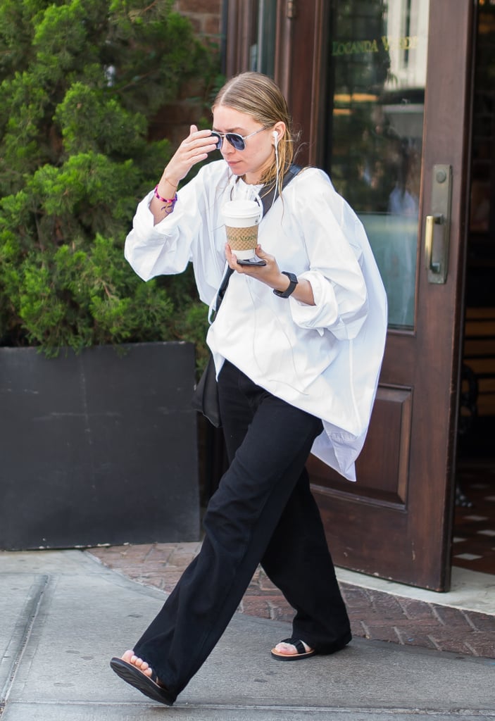 Ashley Olsen White Oversize Shirt | POPSUGAR Fashion