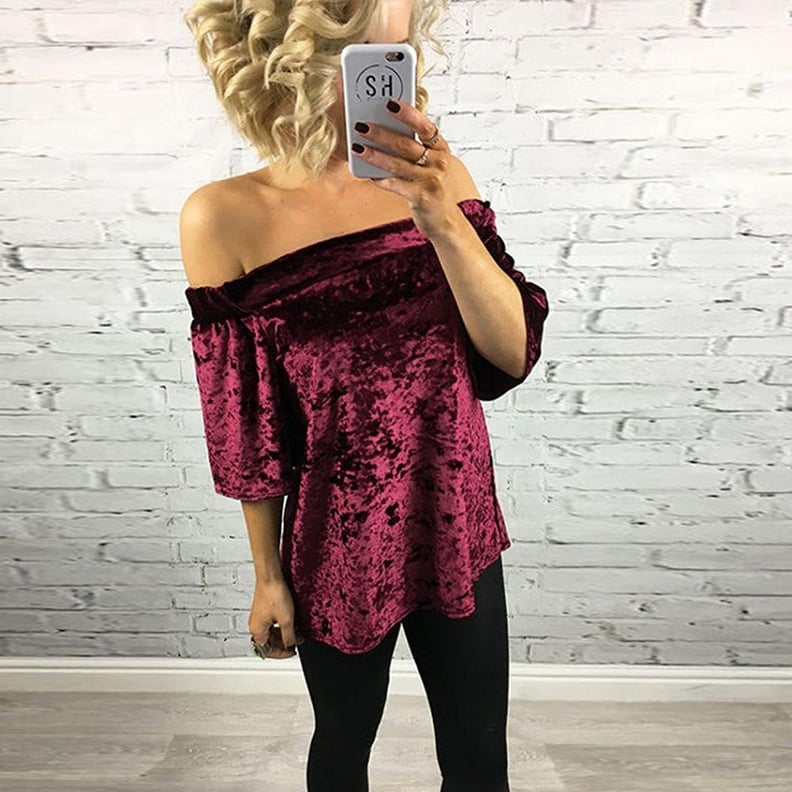 Sunward Velvet Off-Shoulder Shirt