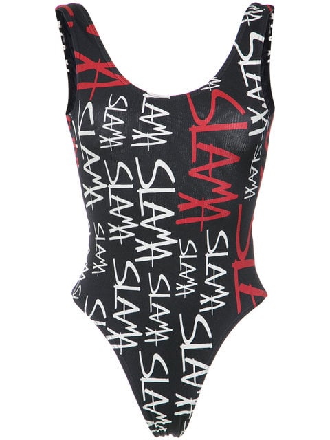 AMIR SLAMA logo print swimsuit