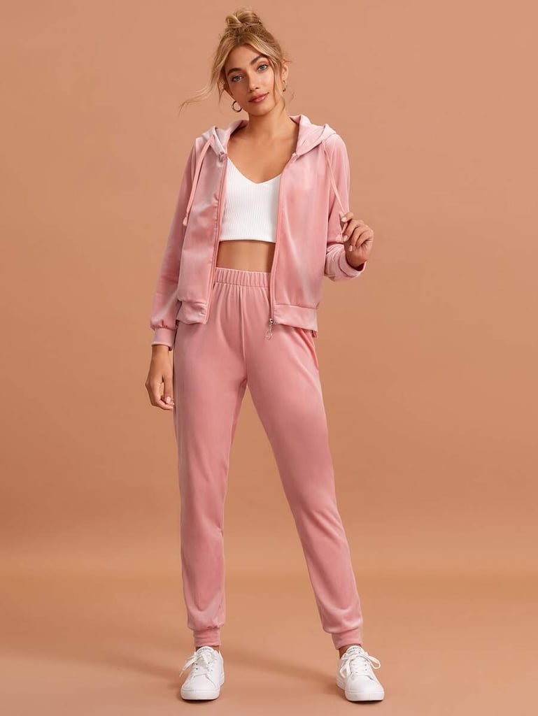 velour zip up tracksuit